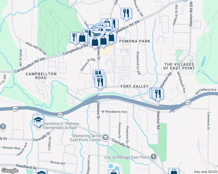 map of restaurants, bars, coffee shops, grocery stores, and more near 2060d Alison Court Southwest in Atlanta