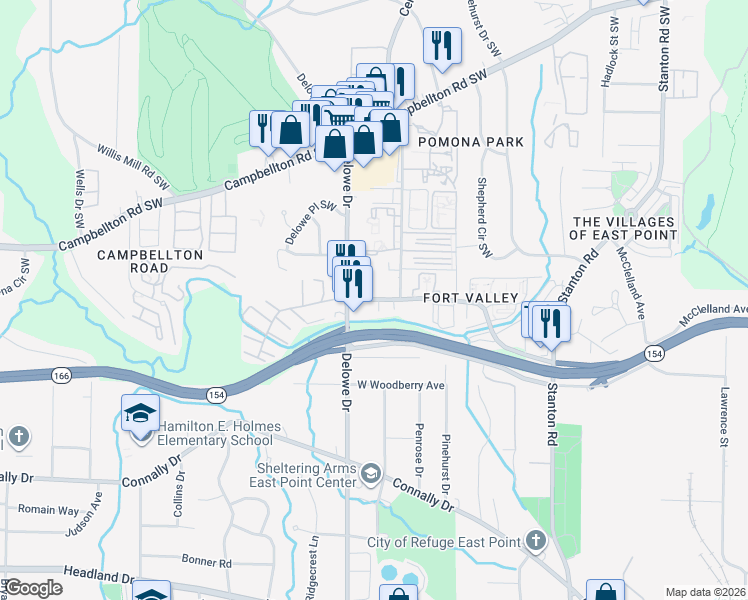 map of restaurants, bars, coffee shops, grocery stores, and more near 2060d Alison Court Southwest in Atlanta