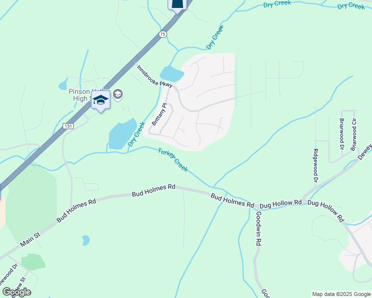 map of restaurants, bars, coffee shops, grocery stores, and more near 6704 Brittany Place in Pinson