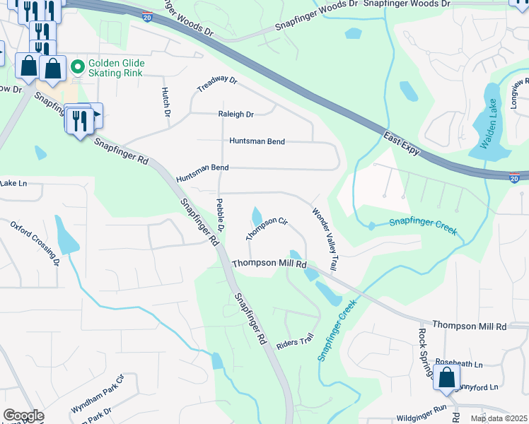 map of restaurants, bars, coffee shops, grocery stores, and more near 2884 Thompson Circle in Decatur