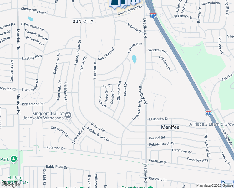 map of restaurants, bars, coffee shops, grocery stores, and more near 28929 Olympia Way in Menifee