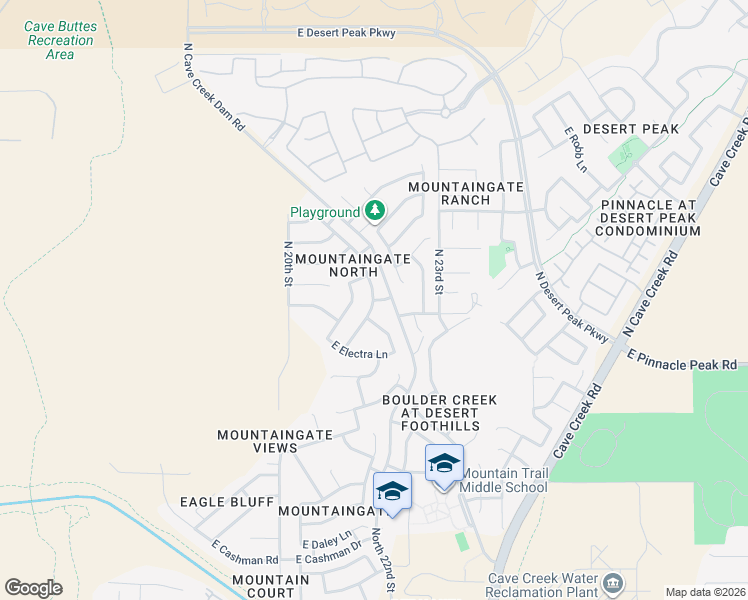 map of restaurants, bars, coffee shops, grocery stores, and more near 2200 East Creedance Boulevard in Phoenix