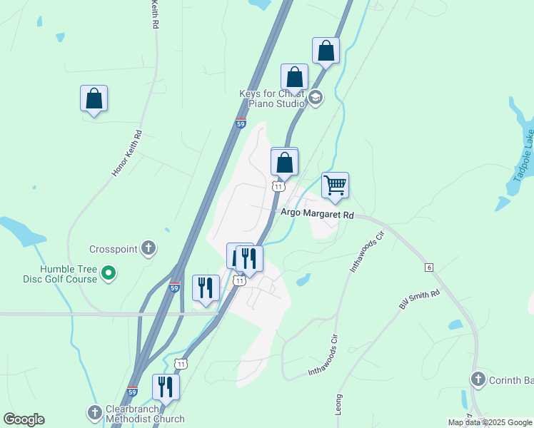 map of restaurants, bars, coffee shops, grocery stores, and more near 161 Majestic Pines Lane in Trussville