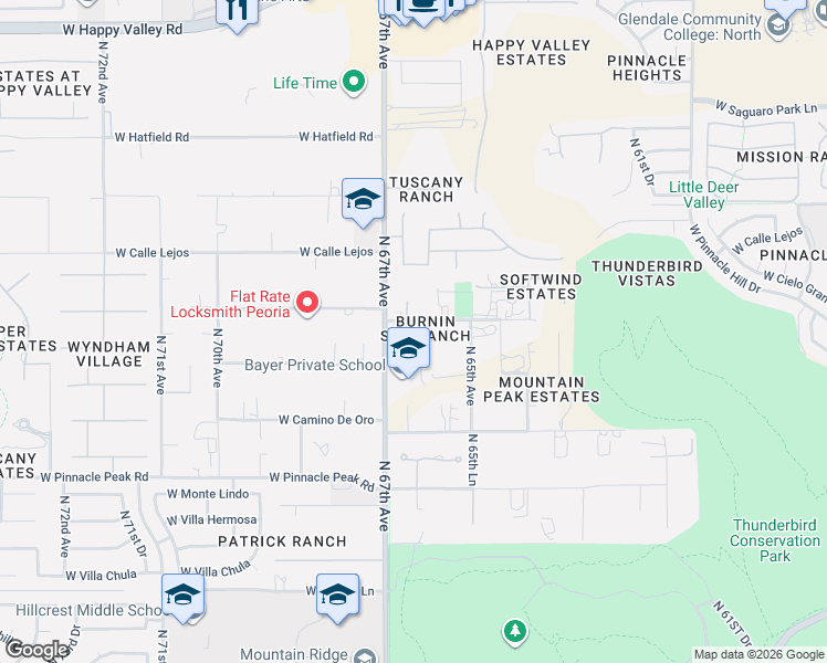 map of restaurants, bars, coffee shops, grocery stores, and more near 6605 West Avenida Del Sol in Glendale
