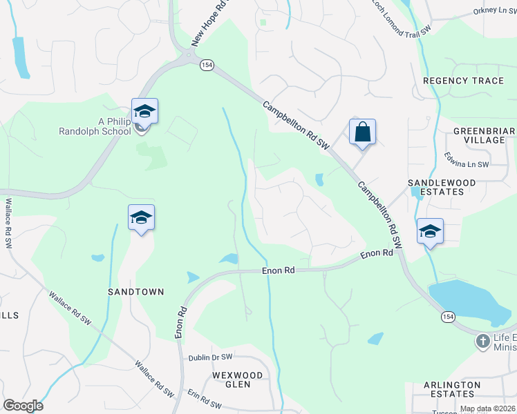 map of restaurants, bars, coffee shops, grocery stores, and more near 2110 Enon Mill Drive Southwest in Atlanta
