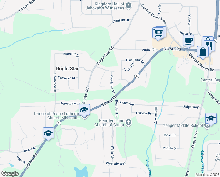 map of restaurants, bars, coffee shops, grocery stores, and more near 10 Roper Drive in Douglasville