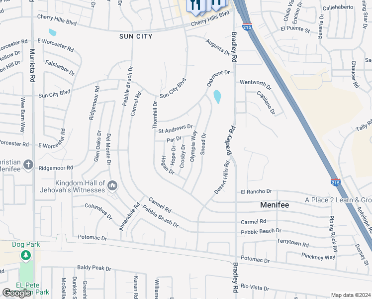 map of restaurants, bars, coffee shops, grocery stores, and more near 28912 Crosby Drive in Menifee