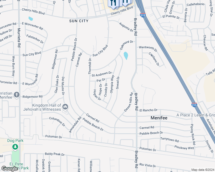 map of restaurants, bars, coffee shops, grocery stores, and more near 28912 Crosby Drive in Menifee