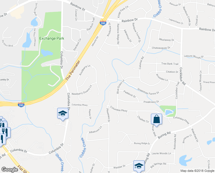 map of restaurants, bars, coffee shops, grocery stores, and more near 2913 Pheasant Drive in Decatur
