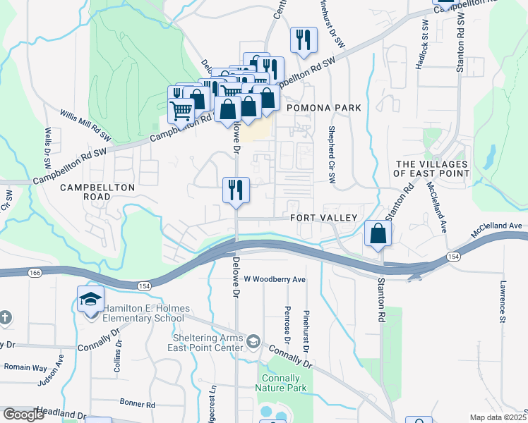 map of restaurants, bars, coffee shops, grocery stores, and more near 2060d Alison Court Southwest in Atlanta