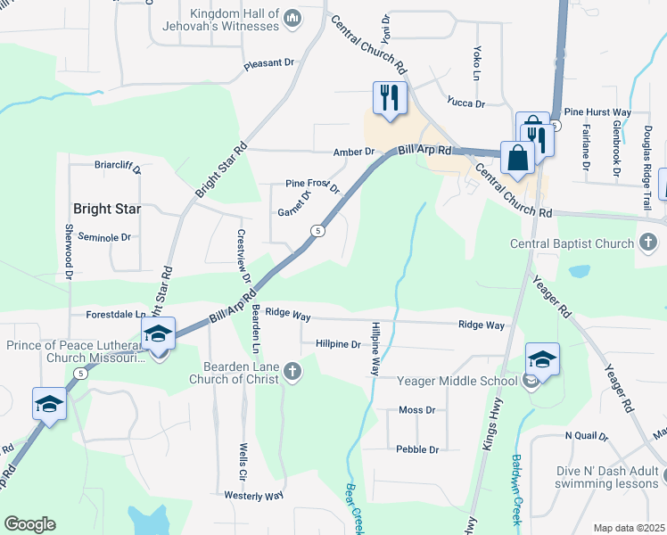 map of restaurants, bars, coffee shops, grocery stores, and more near 3833 Coral Lane in Douglasville