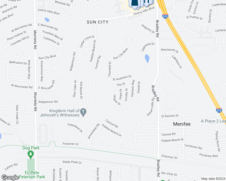 map of restaurants, bars, coffee shops, grocery stores, and more near 28891 Hogan Drive in Menifee