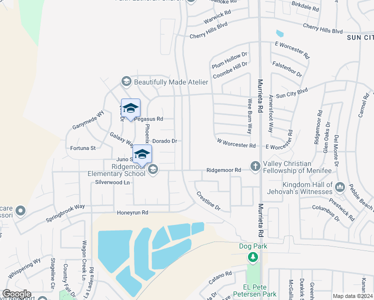 map of restaurants, bars, coffee shops, grocery stores, and more near 28895 Portsmouth Drive in Menifee