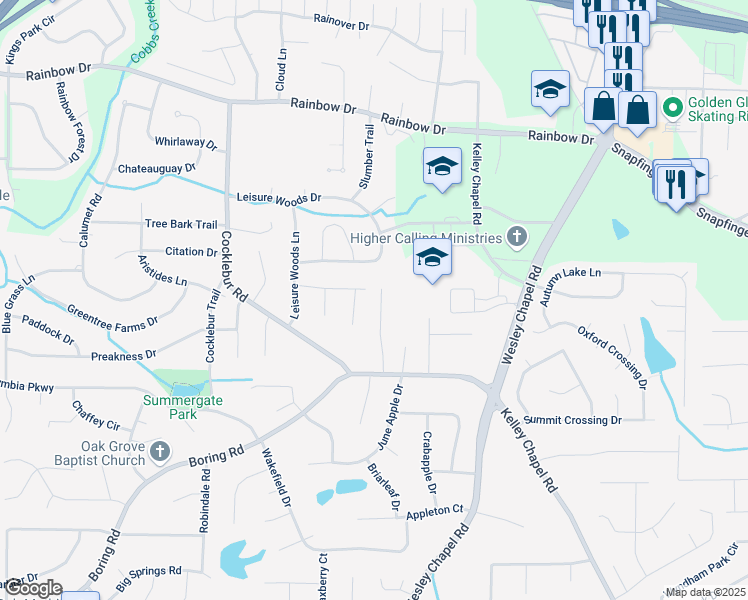 map of restaurants, bars, coffee shops, grocery stores, and more near 2914 Sunset Court in Decatur