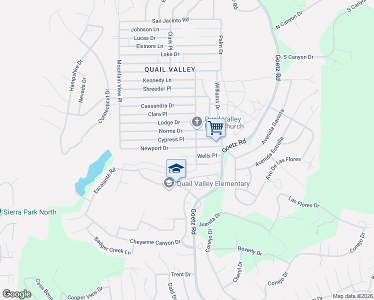 map of restaurants, bars, coffee shops, grocery stores, and more near 23840 Sierra Drive in Canyon Lake
