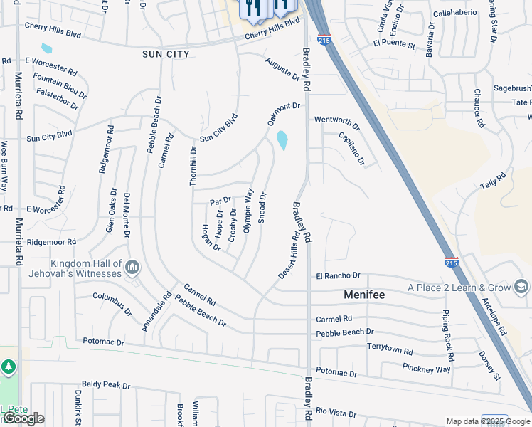 map of restaurants, bars, coffee shops, grocery stores, and more near 28890 Snead Drive in Menifee