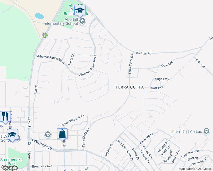 map of restaurants, bars, coffee shops, grocery stores, and more near 4059 Madonna Circle in Lake Elsinore