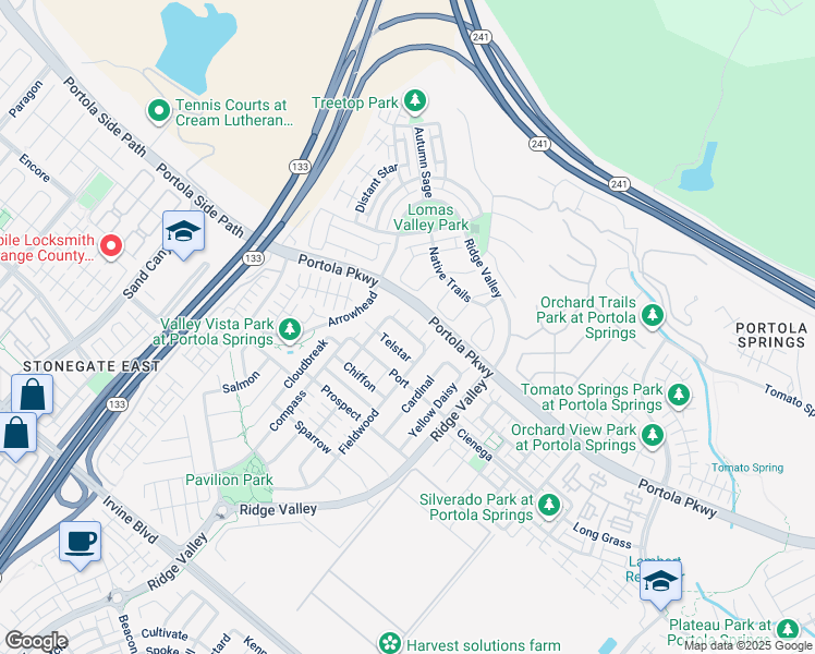 map of restaurants, bars, coffee shops, grocery stores, and more near 137 Carrotwood in Irvine