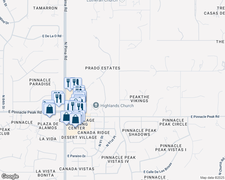 map of restaurants, bars, coffee shops, grocery stores, and more near 23875 North 91 Street in Scottsdale