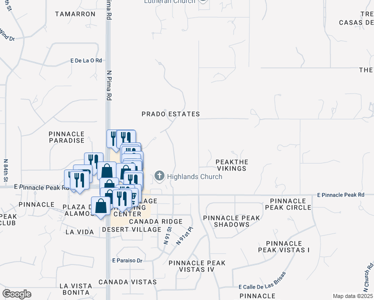 map of restaurants, bars, coffee shops, grocery stores, and more near 23875 North 91 Street in Scottsdale
