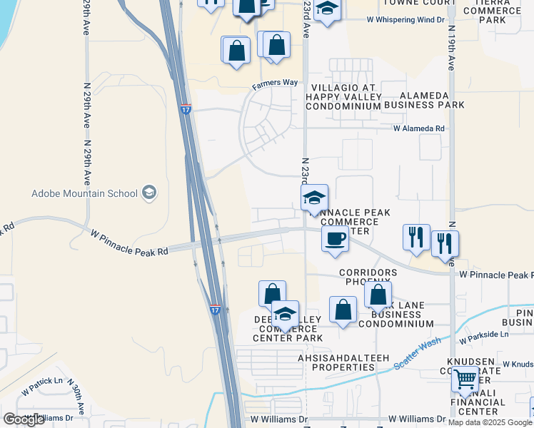 map of restaurants, bars, coffee shops, grocery stores, and more near 2415 West Corporate Center Drive in Phoenix