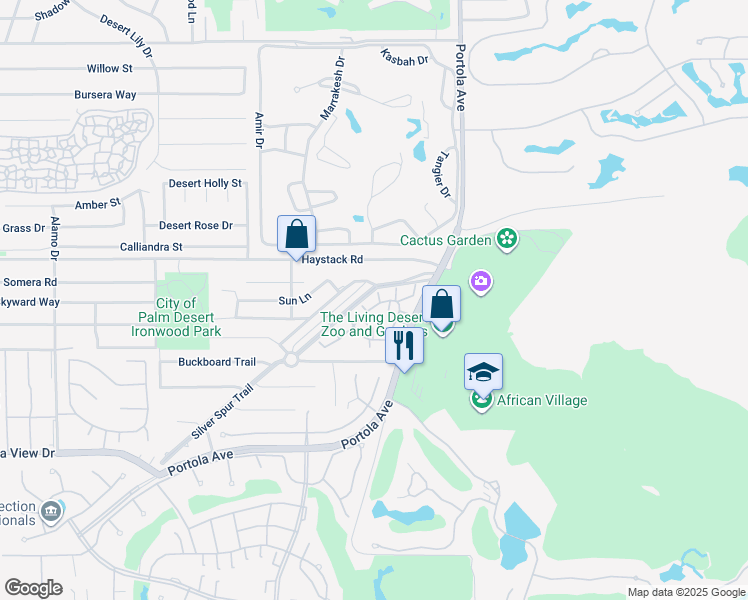 map of restaurants, bars, coffee shops, grocery stores, and more near 47707 Date Palm Court in Palm Desert