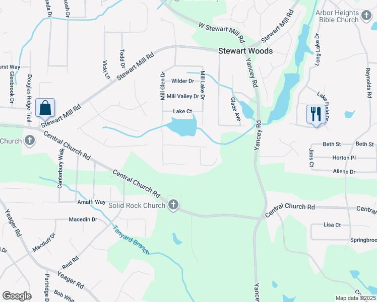 map of restaurants, bars, coffee shops, grocery stores, and more near 5419 South Lake Drive in Douglasville