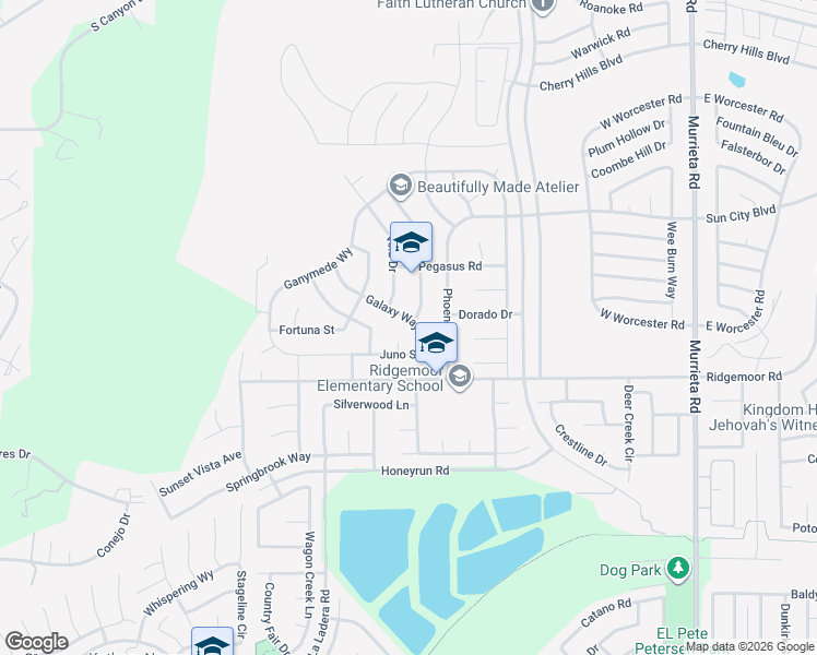 map of restaurants, bars, coffee shops, grocery stores, and more near 28853 Galaxy Way in Menifee