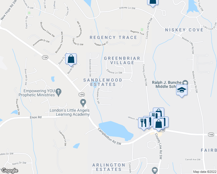 map of restaurants, bars, coffee shops, grocery stores, and more near 1985 Sand Dollar Court Southwest in Atlanta