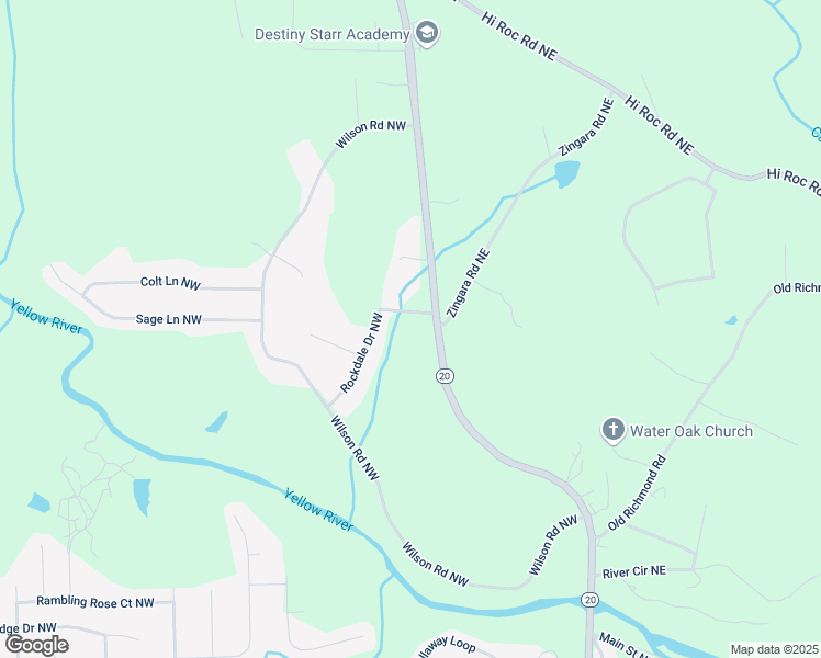 map of restaurants, bars, coffee shops, grocery stores, and more near 2211 Rockdale Drive Northwest in Conyers