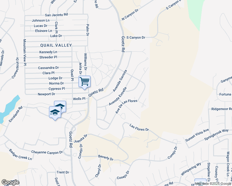 map of restaurants, bars, coffee shops, grocery stores, and more near Avenue Gaviota in Menifee