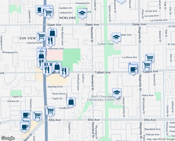 map of restaurants, bars, coffee shops, grocery stores, and more near 17961 Conch Lane in Huntington Beach