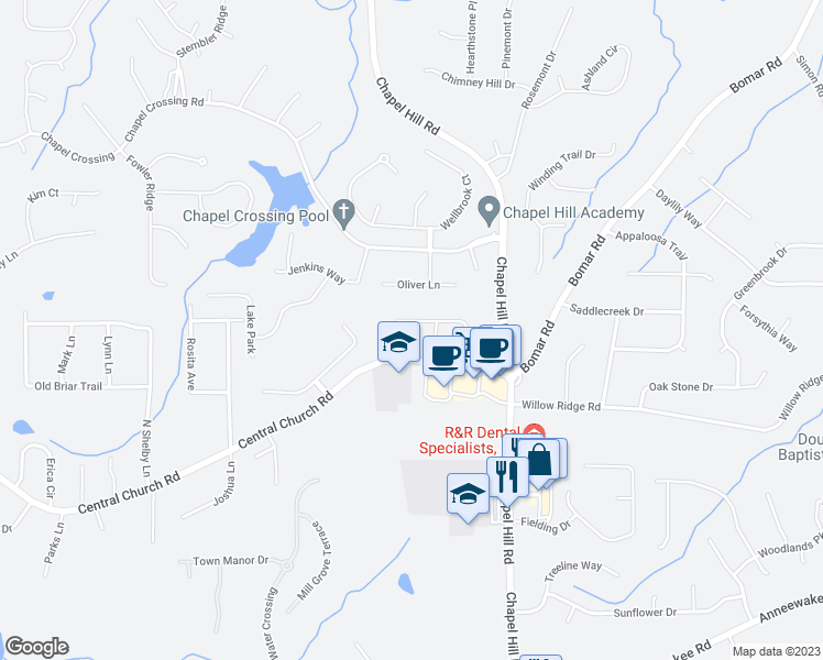 map of restaurants, bars, coffee shops, grocery stores, and more near 4423 Turnberry Court in Douglasville