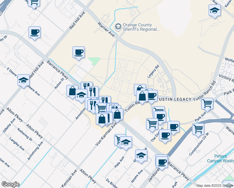 map of restaurants, bars, coffee shops, grocery stores, and more near 2395-2443 Barranca Parkway in Irvine