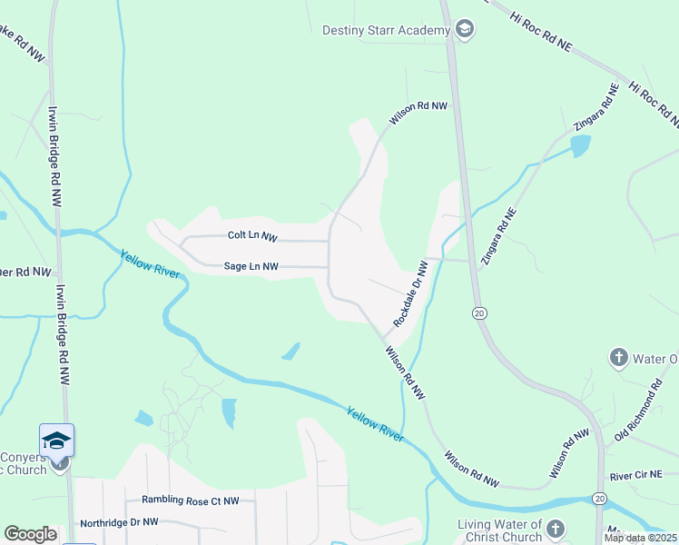 map of restaurants, bars, coffee shops, grocery stores, and more near 2195 Wilson Road Northwest in Conyers