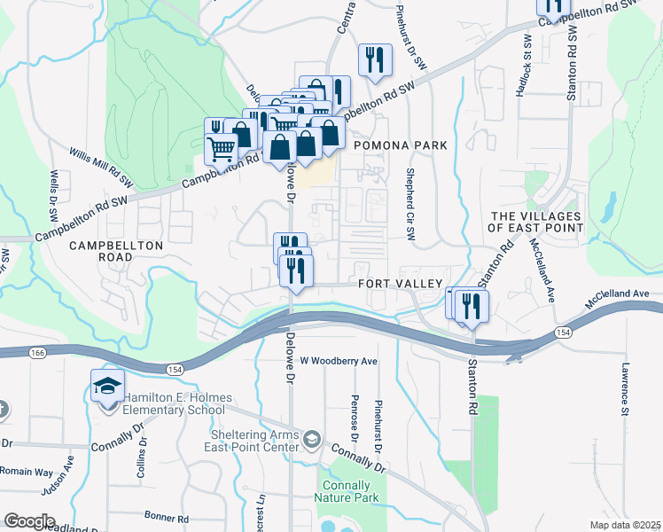 map of restaurants, bars, coffee shops, grocery stores, and more near 1941 Myrtle Drive Southwest in Atlanta