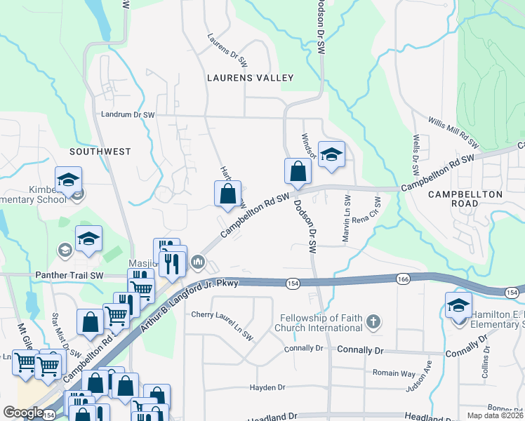 map of restaurants, bars, coffee shops, grocery stores, and more near 2755 Campbellton Road Southwest in Atlanta