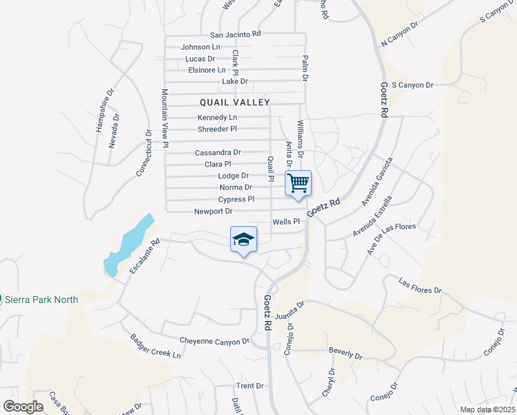 map of restaurants, bars, coffee shops, grocery stores, and more near 23811 Newport Drive in Menifee