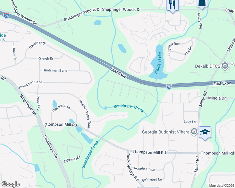 map of restaurants, bars, coffee shops, grocery stores, and more near 2868 Anaise Court in Stonecrest
