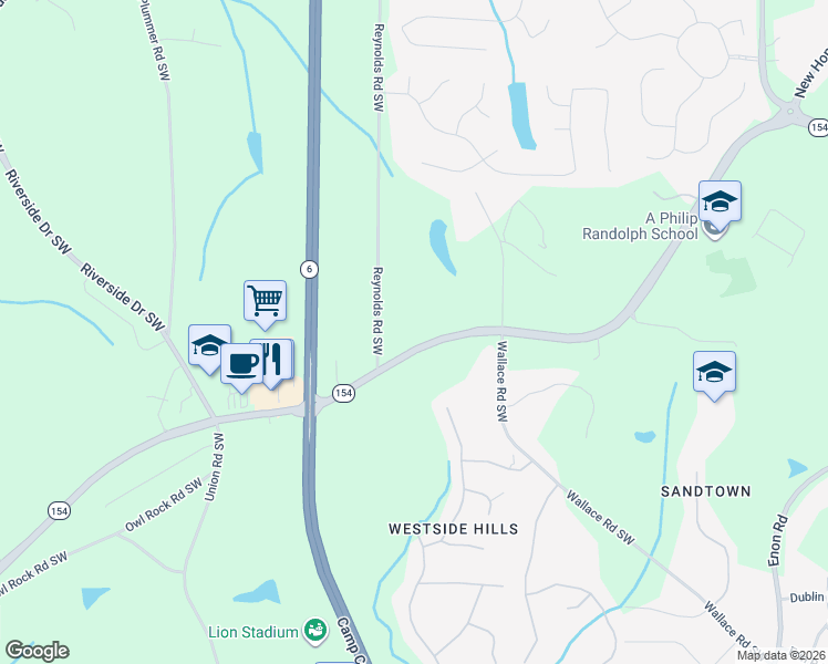 map of restaurants, bars, coffee shops, grocery stores, and more near 5655 Campbellton Road Southwest in Atlanta