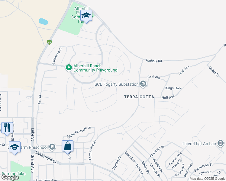 map of restaurants, bars, coffee shops, grocery stores, and more near 4081 Hudson Lane in Lake Elsinore