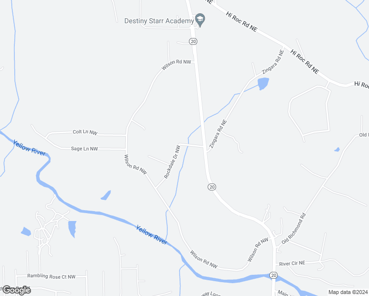 map of restaurants, bars, coffee shops, grocery stores, and more near 2211 Rockdale Drive Northwest in Conyers