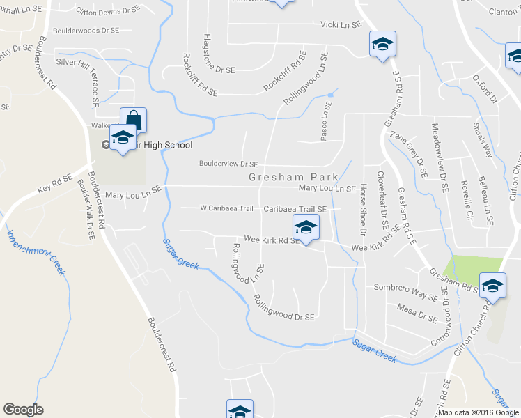 map of restaurants, bars, coffee shops, grocery stores, and more near 1874 West Caribaea Trail in Atlanta