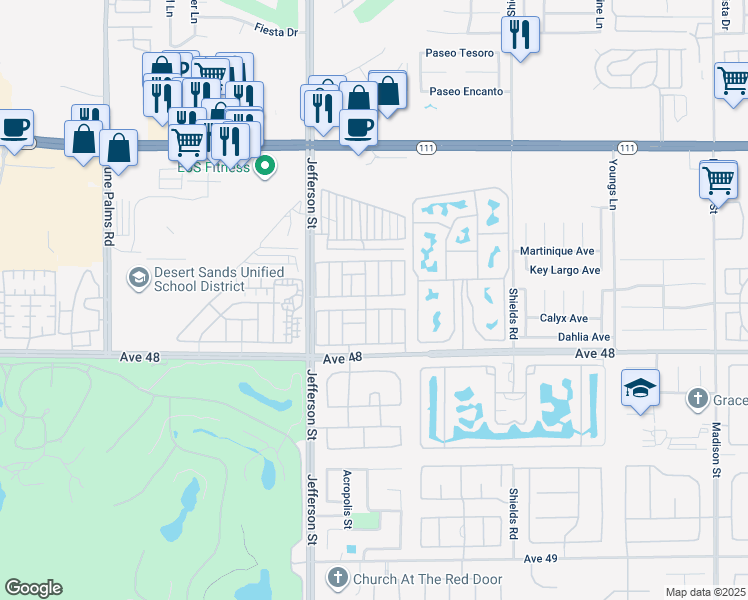 map of restaurants, bars, coffee shops, grocery stores, and more near 80000 Avenue 48 in Indio