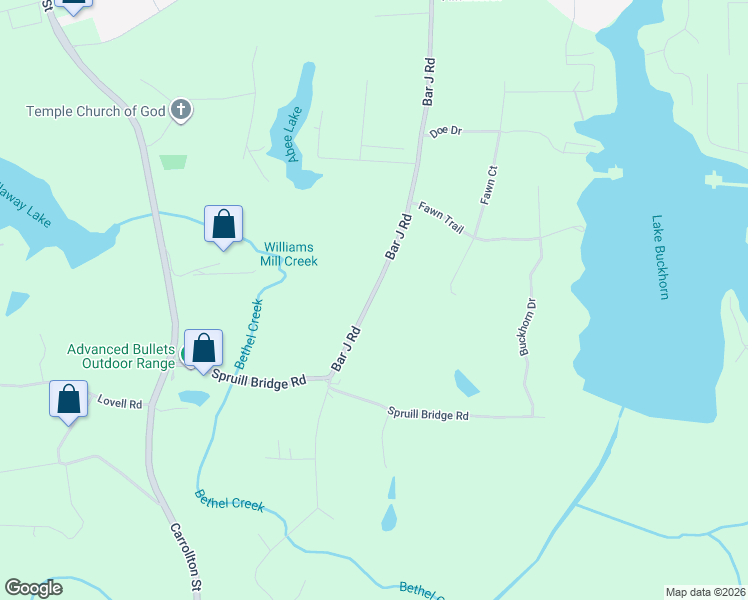 map of restaurants, bars, coffee shops, grocery stores, and more near 1614 Bar J Road in Temple