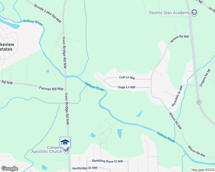 map of restaurants, bars, coffee shops, grocery stores, and more near 900 Sage Lane Northwest in Conyers