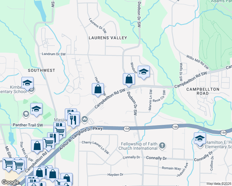 map of restaurants, bars, coffee shops, grocery stores, and more near 2755-2765 Campbellton Road Southwest in Atlanta