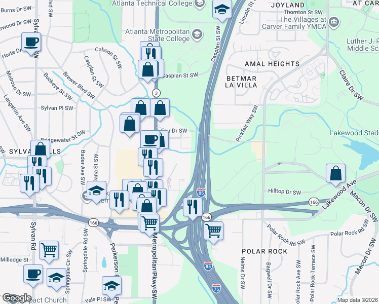map of restaurants, bars, coffee shops, grocery stores, and more near 511 Ross Street Southwest in Atlanta