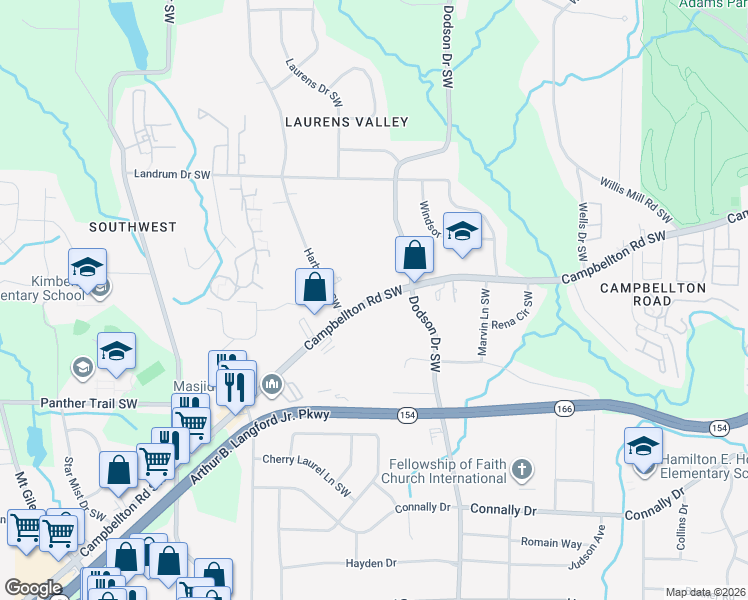 map of restaurants, bars, coffee shops, grocery stores, and more near 2755-2765 Campbellton Road Southwest in Atlanta