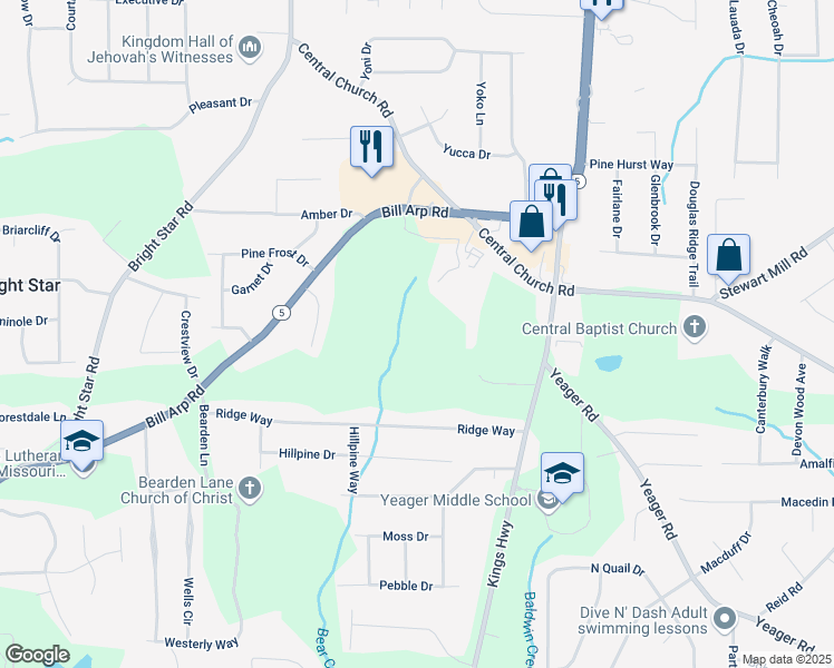 map of restaurants, bars, coffee shops, grocery stores, and more near 3684 Georgia 5 in Douglasville